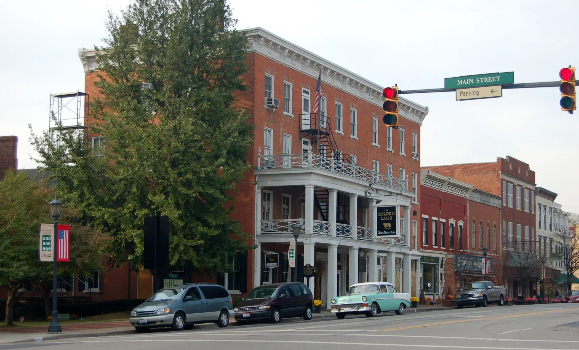 The Golden Lamb, Ohio's oldest hotel, on Main Street in downtown Lebanon, Ohio